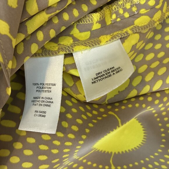 Rachel Roy Womens M Yellow Brown Geometric Print V Neck Kimono Sleeve Dress - Picture 7 of 7